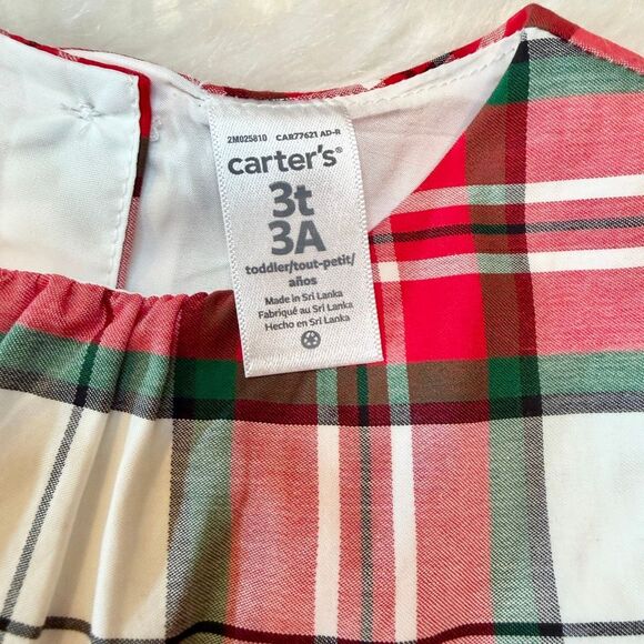 Carter’s Holiday Red Green White Plaid Dress & Belt 3T NWOT Christmas Holidays - Picture 5 of 5